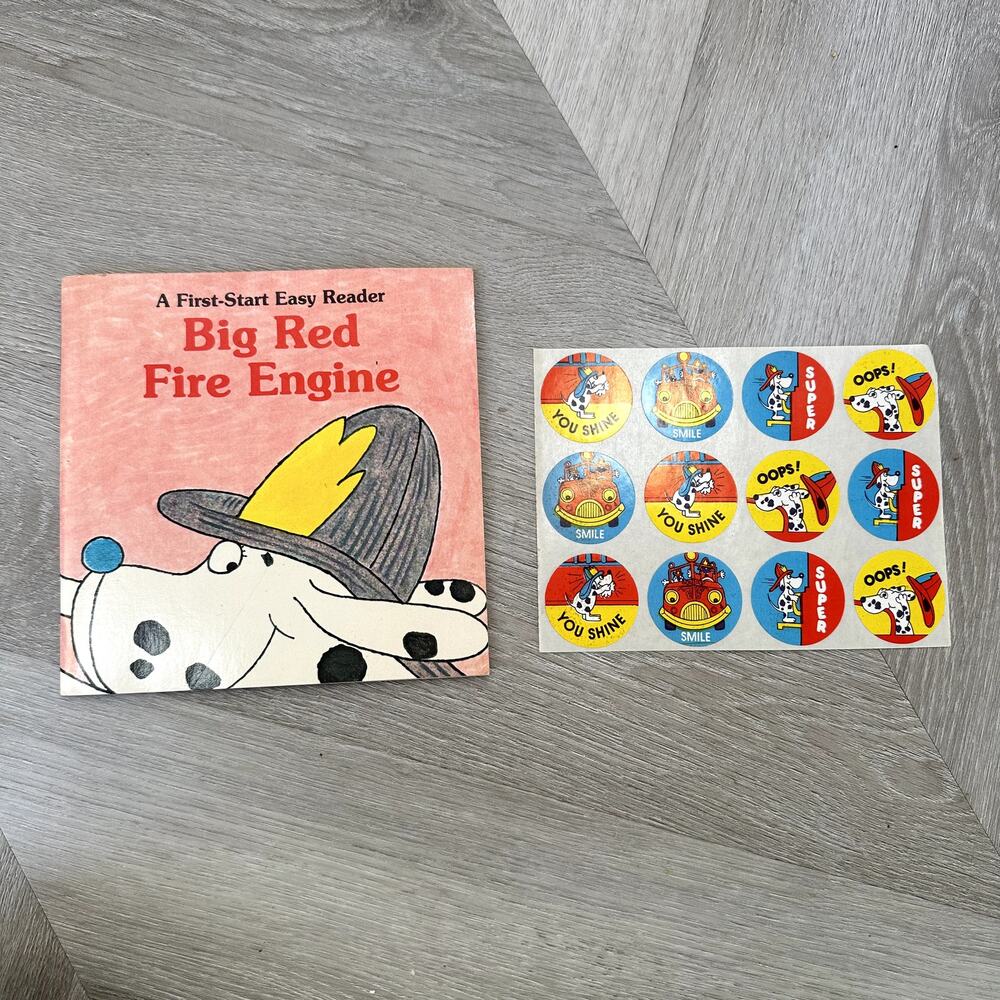 Big Red Fire Engine 1980 Troll Associates First-Start Easy Reader Sticker Sheet